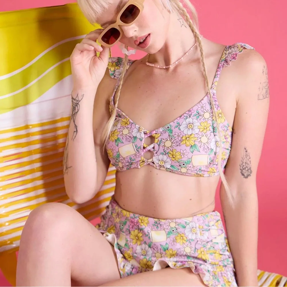 Disney Tangled Ruffle‎ Skirted Swim Bottoms & Top Hot Topic